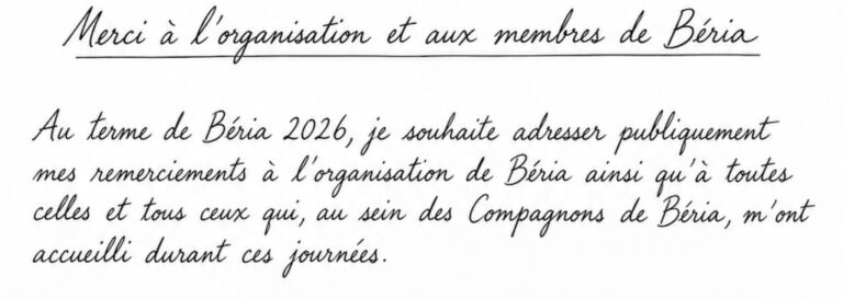 ACTU.LIVE REMERCIE L’ORGANISATION DE BÉRIA 2026