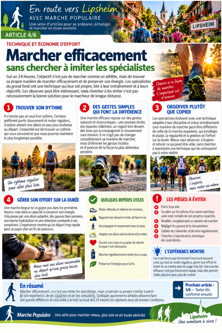 Marcher efficacement sans chercher à imiter les spécialistes
